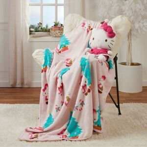 Hello Kitty Pink Fleece Throw Blanket Plush Pillow Set 40 X  50 Christmas  Gift